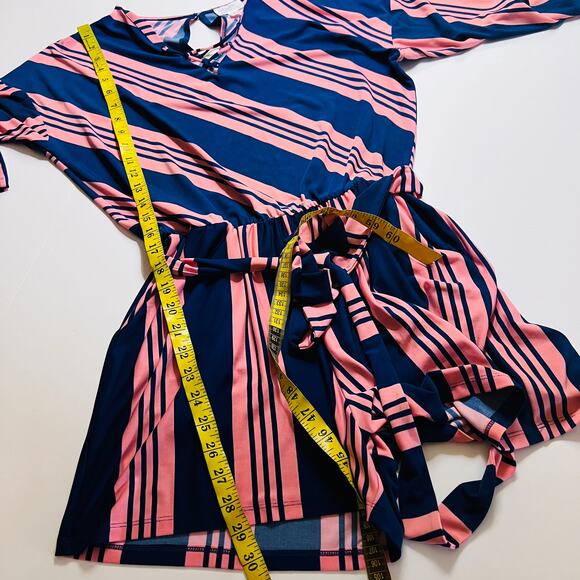Market & Spruce Multicolored Striped Romper Size Small Petite Blue Pink - Picture 8 of 9